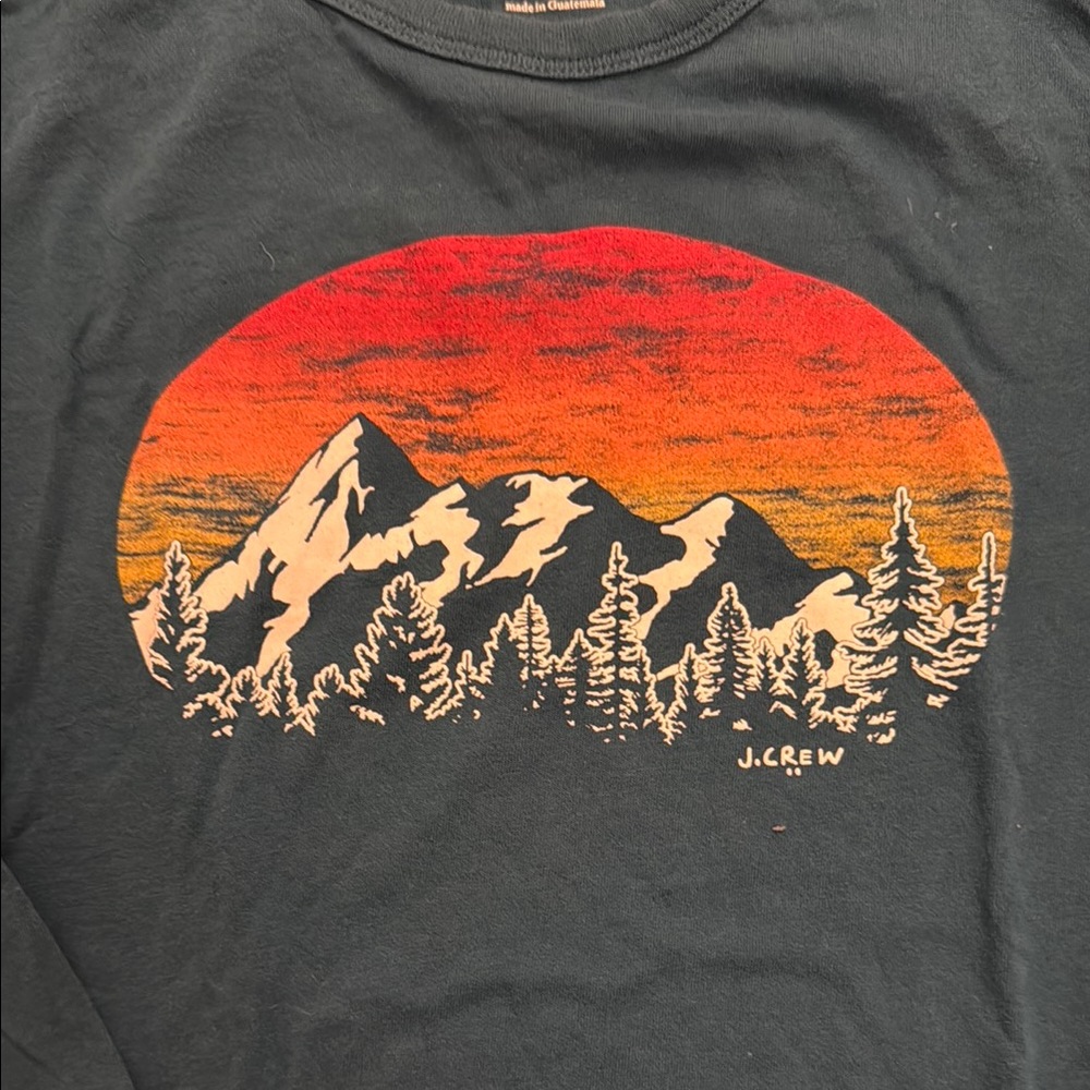 Jcrew Factory Crewcuts Teal Long Sleeve Shirt with Mountain Print - Picture 3 of 5